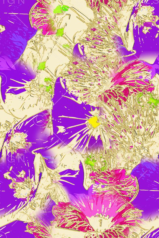 抽象艺术手绘印花华亿平台图片