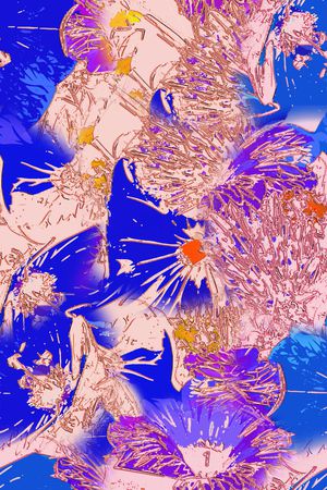 抽象艺术手绘印花华亿平台图片