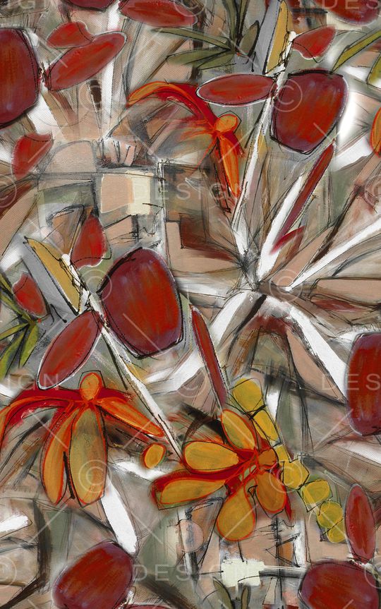 手绘花卉印花华亿平台图片