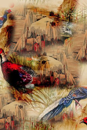 山水画印花华亿平台图片