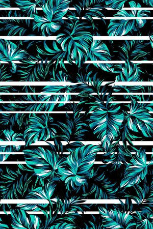 热带植物印花华亿平台图片