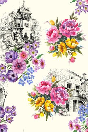 花卉印花华亿平台图片