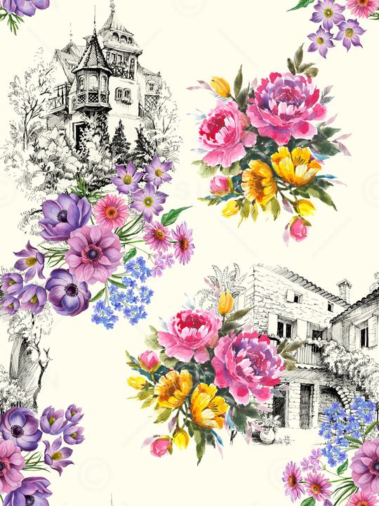 花卉印花华亿平台图片