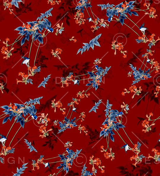 手绘花印花华亿平台图片