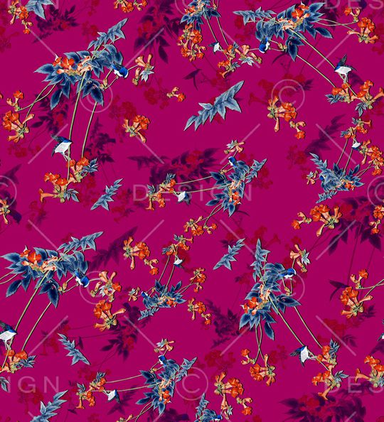 手绘花印花华亿平台图片