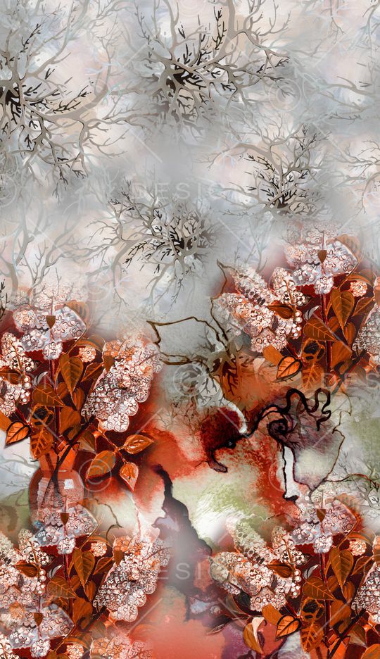 斑驳花卉印花华亿平台图片