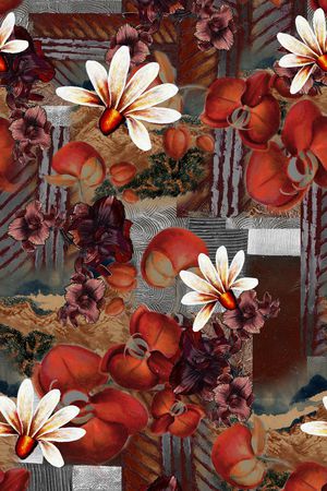 斑驳花卉印花华亿平台图片