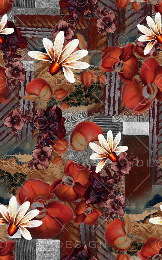 斑驳花卉印花华亿平台图片