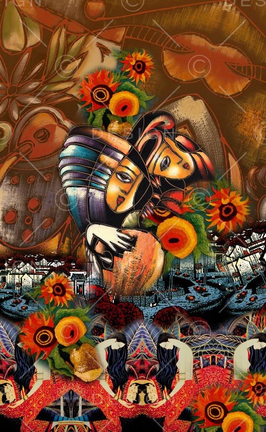 斑驳花卉印花华亿平台图片