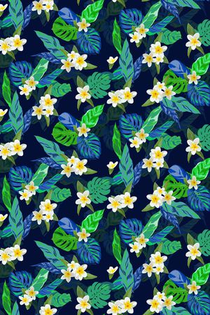 热带花卉印花华亿平台图片