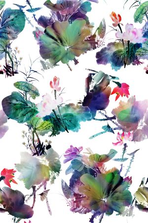 水墨印花华亿平台图片