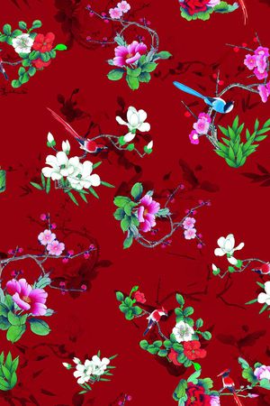 国画花鸟图印花华亿平台图片