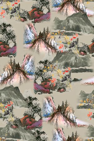 水墨印花华亿平台图片