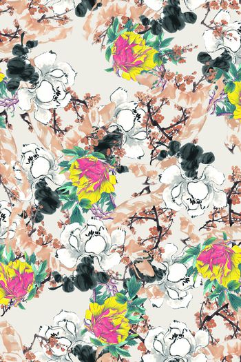 手绘花印花华亿平台图片