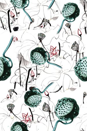 莲蓬印花华亿平台图片