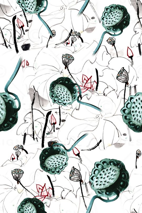 莲蓬印花华亿平台图片