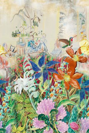 天堂鸟花印花华亿平台图片