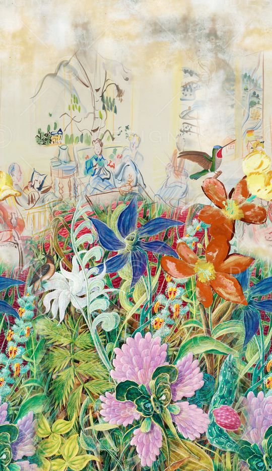 天堂鸟花印花华亿平台图片