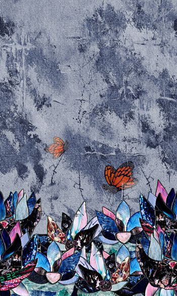 890741-水洗牛仔纹理定位贴纸花