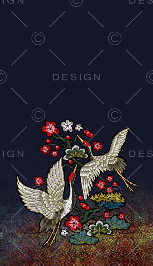 仙鹤印花华亿平台图片