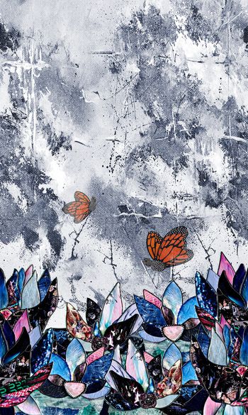 891065-水洗牛仔纹理定位贴纸花