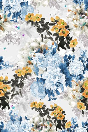 牡丹印花华亿平台图片