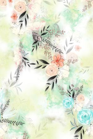 水彩花卉印花华亿平台图片