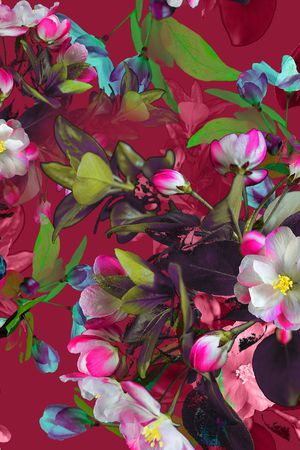 手绘花卉印花华亿平台图片