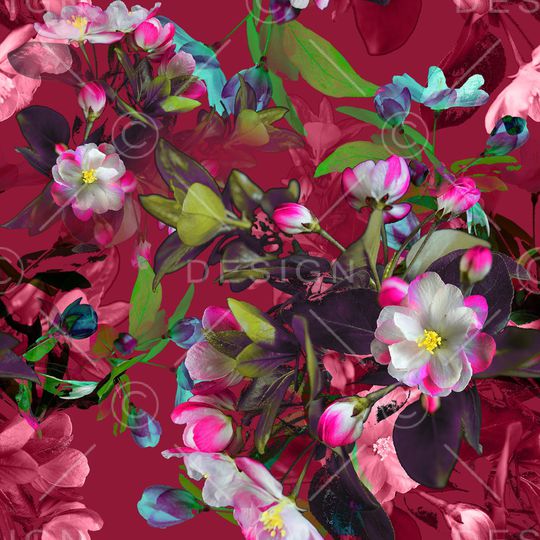 手绘花卉印花华亿平台图片