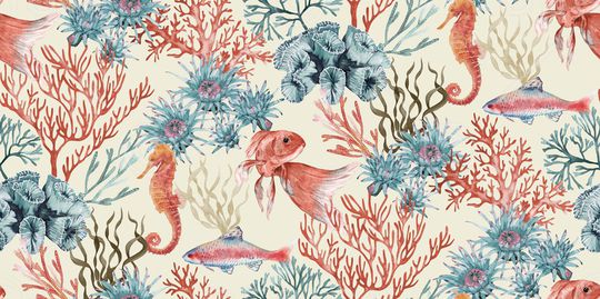 海洋生物印花华亿平台图片