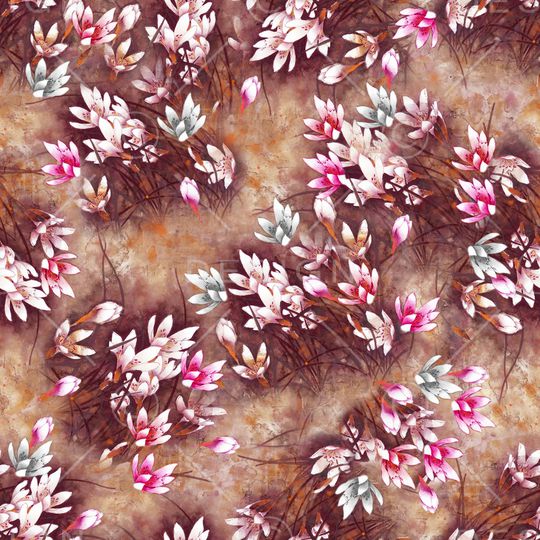 手绘植物印花华亿平台图片