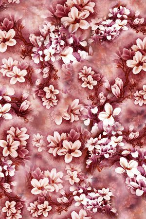 工笔花卉印花华亿平台图片