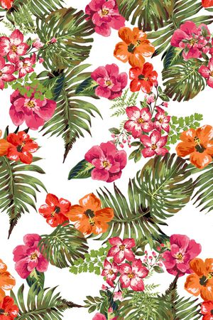 手绘热带印花华亿平台图片