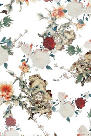 水墨国画印花华亿平台图片