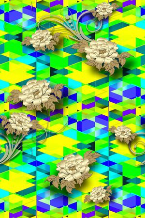 色块花卉印花华亿平台图片