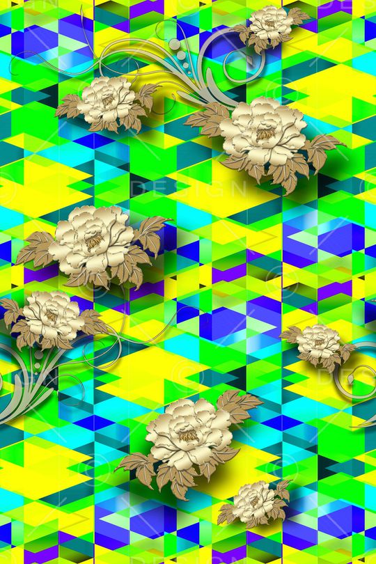 色块花卉印花华亿平台图片