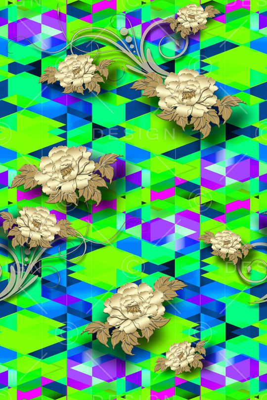 色块花卉印花华亿平台图片