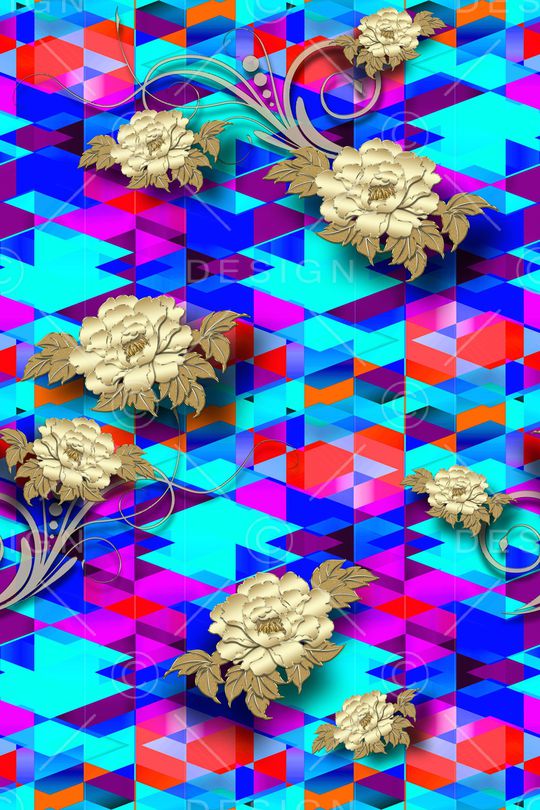 色块花卉印花华亿平台图片