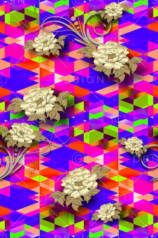 色块花卉印花华亿平台图片