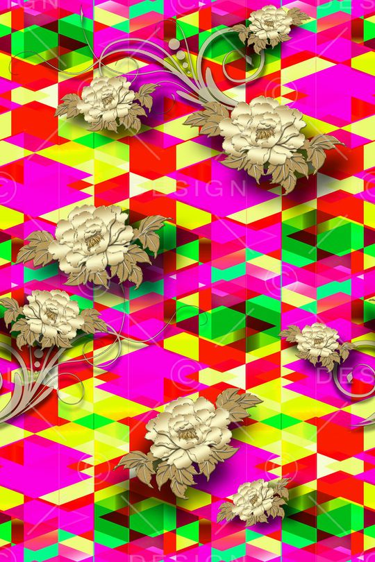 色块花卉印花华亿平台图片