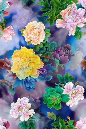 牡丹印花华亿平台图片