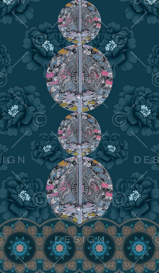 工笔画印花华亿平台图片