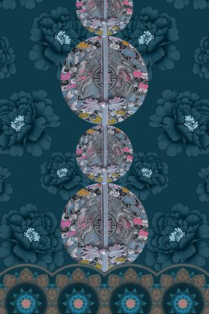 工笔画印花华亿平台图片