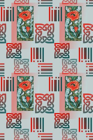 几何图案印花华亿平台图片