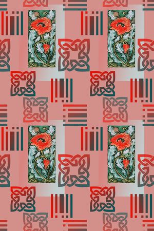 几何图案印花华亿平台图片