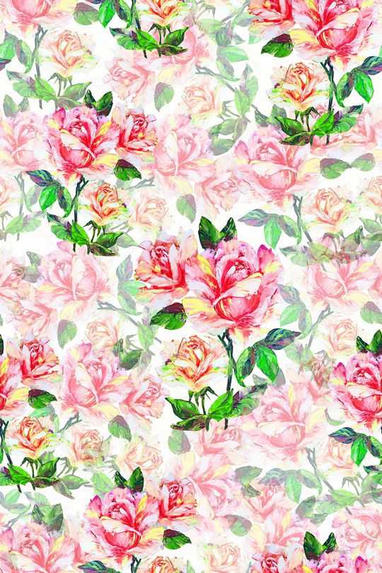 手绘花卉印花华亿平台图片