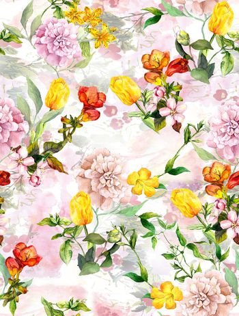 894172-时尚牡丹郁金香花卉-红色