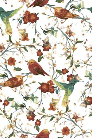 花鸟花卉印花华亿平台图片