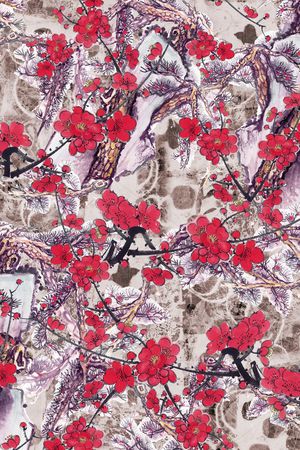 工笔画印花华亿平台图片