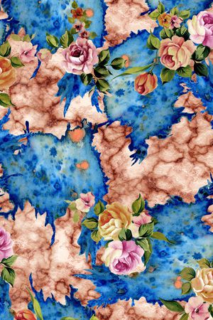 手绘花卉印花华亿平台图片